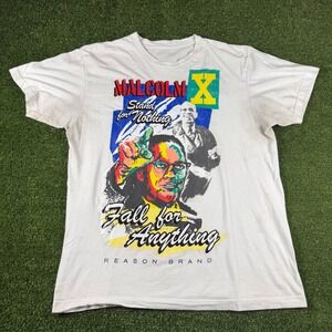Reason Brand Malcolm X Stand For Nothing Fall For Anything Graphic T-Shirt White